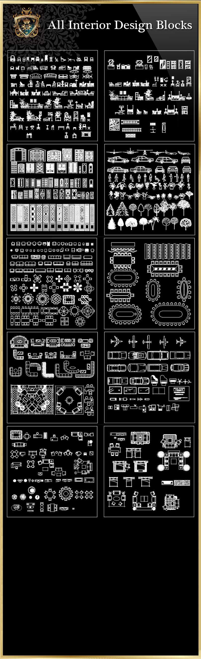 ★【All Interior Design Blocks 1】Download Luxury Architectural Design CAD Drawings--Over 20000+ High quality CAD Blocks and Drawings Download!